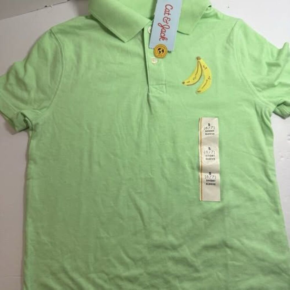 Cat & Jack Green Banana Short Sleeve Shirt Size Small 6/7‎ NEW WITH TAGS